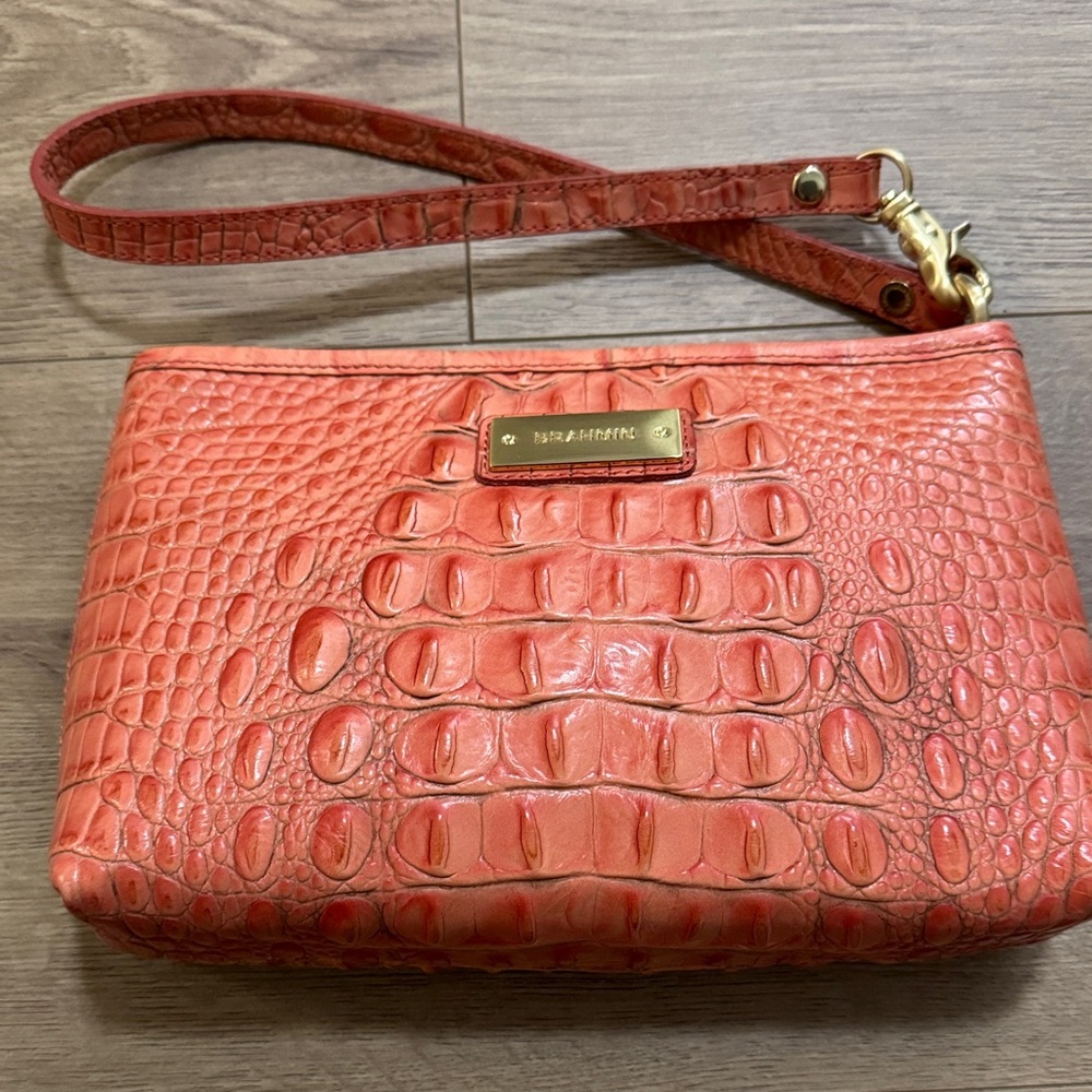 Brahmin Coral Croc-Embossed Wristlet